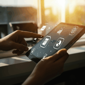 Vendedor usando inteligência artificial em processo comercial B2B